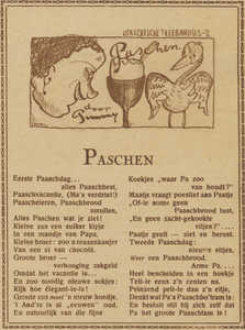 717071 Gedichtje 'Paschen!'' van 'Pimmy' uit de serie 'Utrechtsche Theerandjes', gepubliceerd in het weekblad 'Utrecht ...